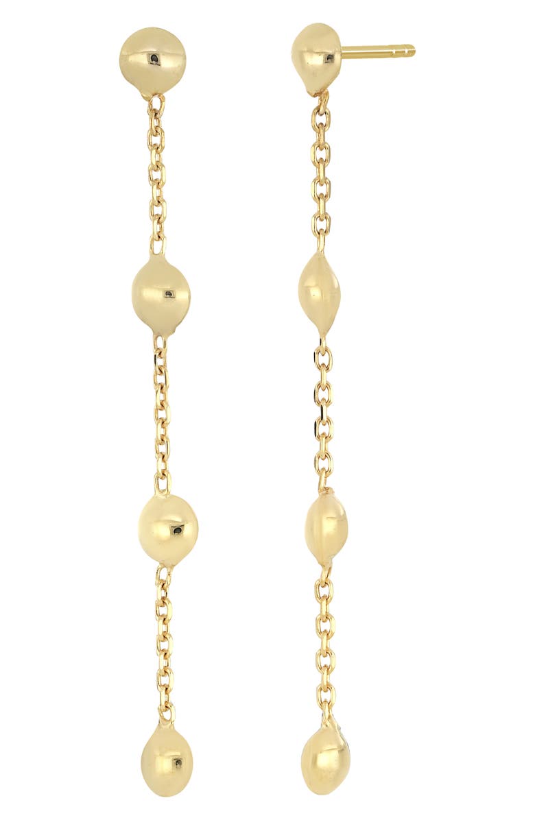 Bony Levy Mykonos 14K Gold Ball Station Linear Drop Earrings, Main, color,
