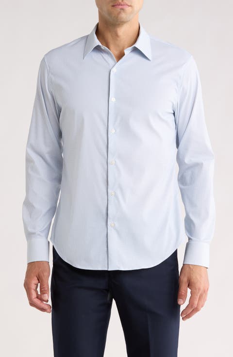 Long Sleeve Slim Fit Button Front Performance Shirt