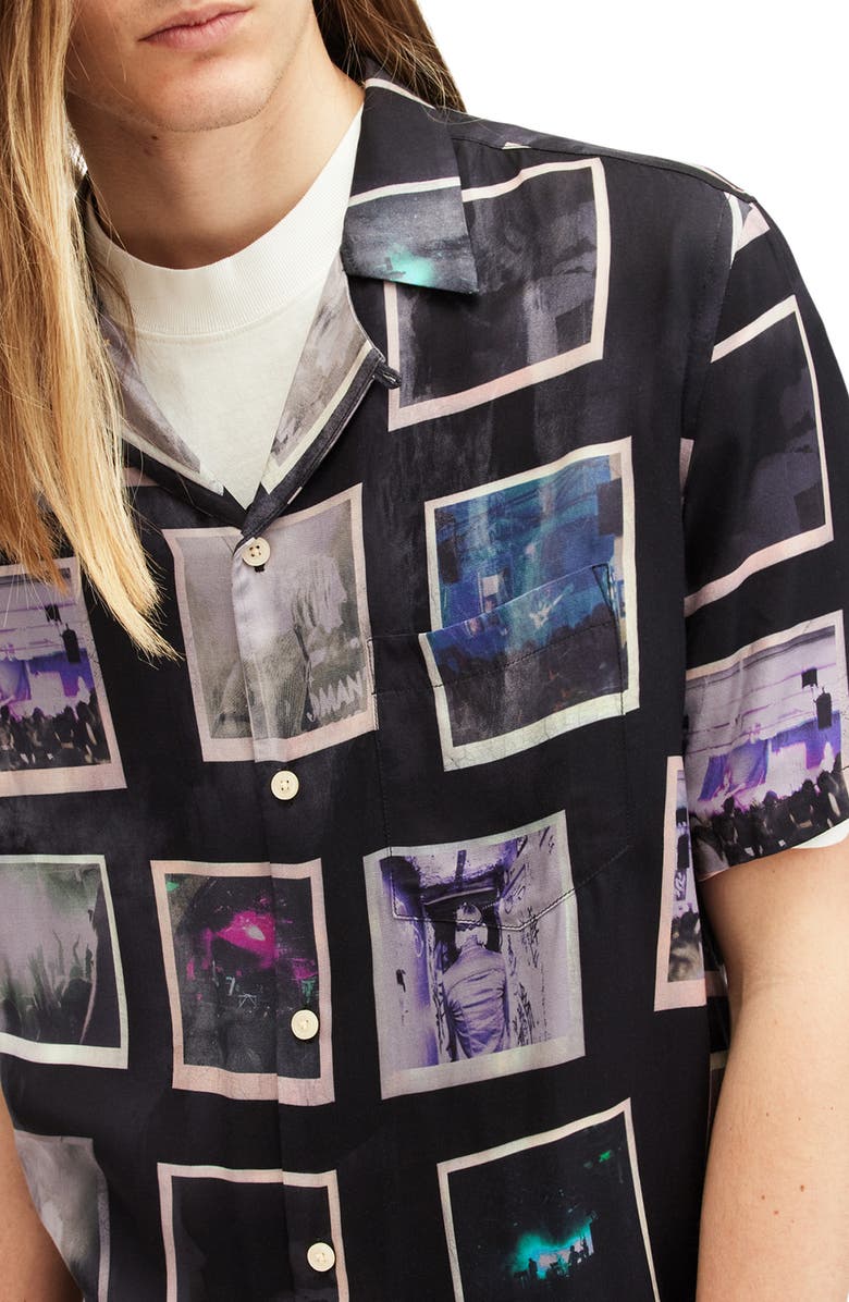 AllSaints Fotos Camp Shirt, Alternate, color, Jet Black