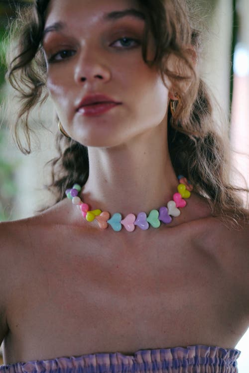 Pink Haley Candy Heart Necklace In Multi
