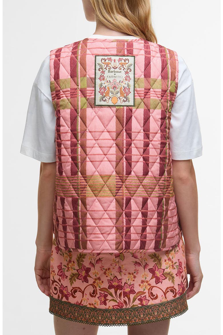 x FARM Rio Fernanda Quilted Vest, Alternate, color, PINK TARTAN/ BEIGE HEART PRINT