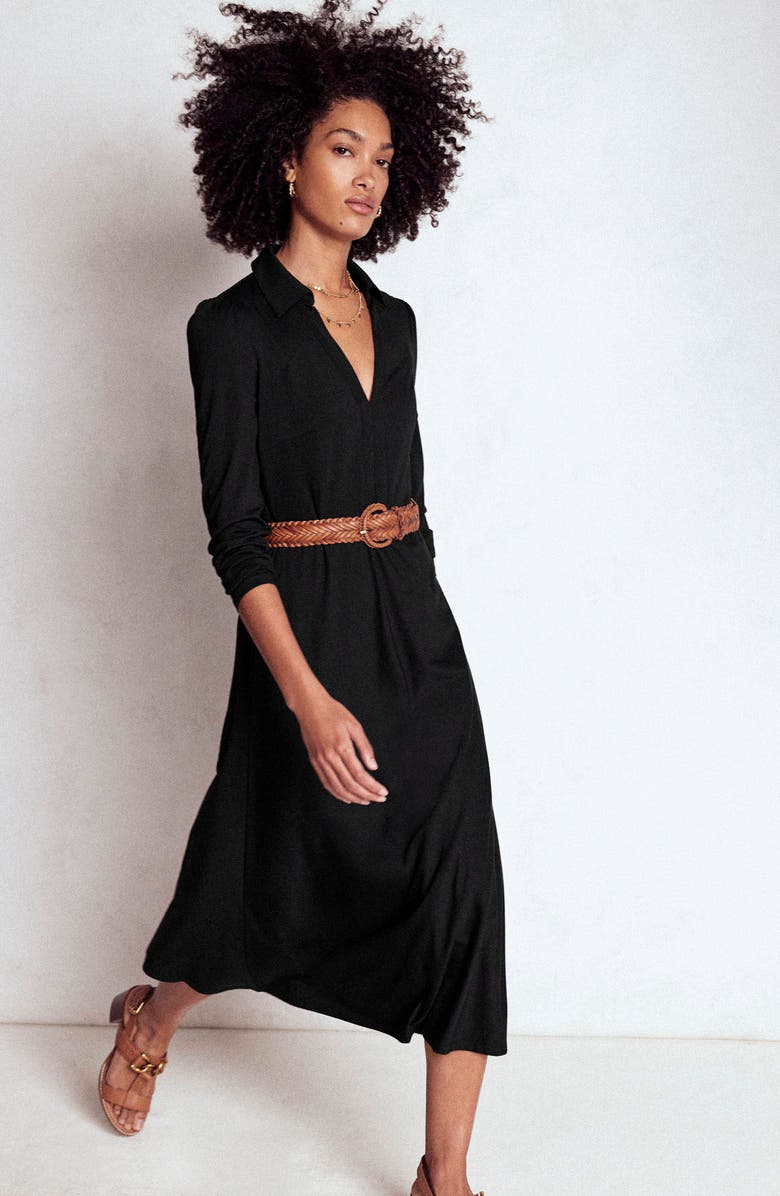 Boden Imogen Long Sleeve Jersey Dress, Alternate, color, Black