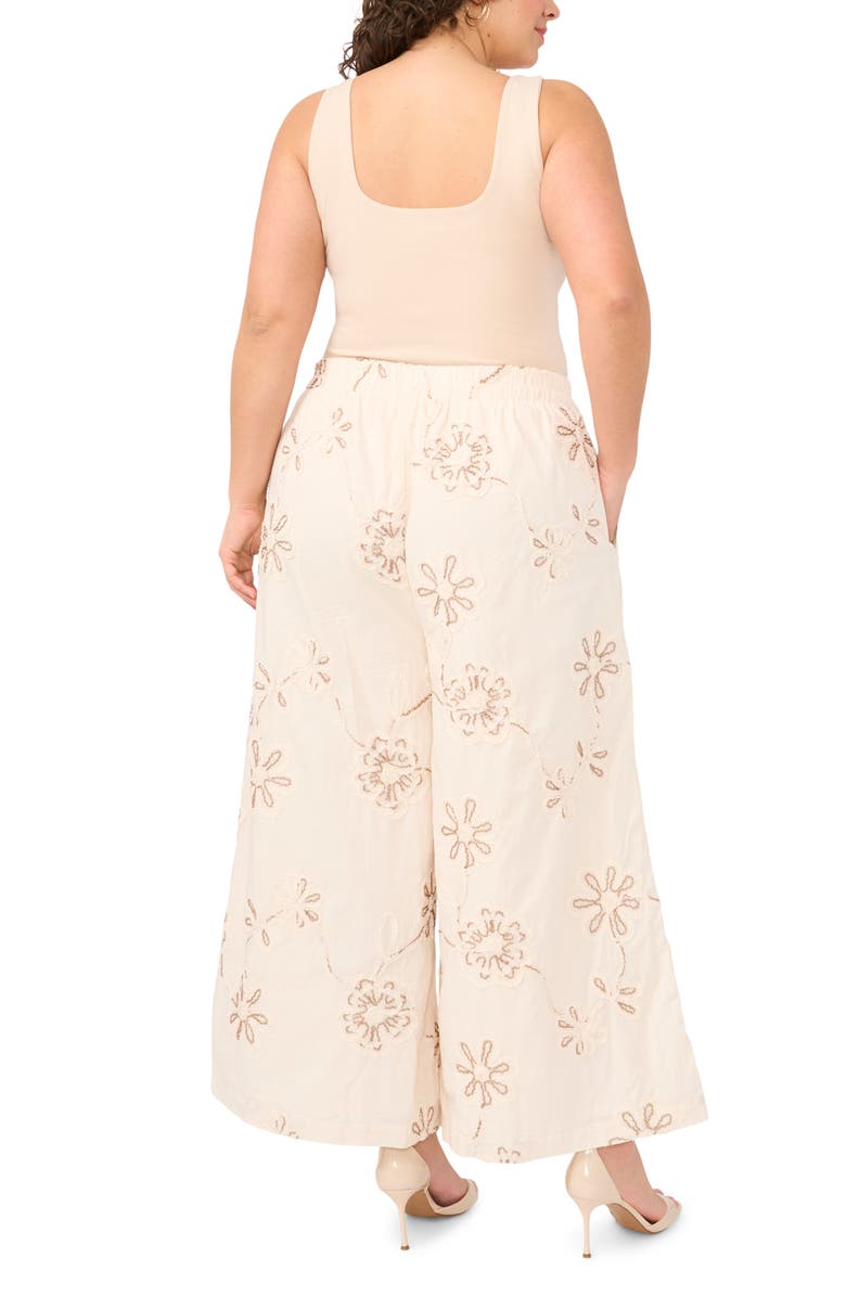 Vince Camuto Elastic Waist Wide Leg Crop Pants, Alternate, color, New Ivory