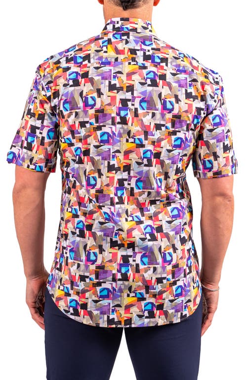 Maceoo Galileo Resistance Abstract Print Short Sleeve Button-up Shirt