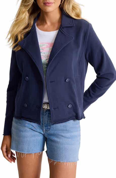 Tommy Bahama Marina Del Mar Double Breasted Crop Fleece Jacket