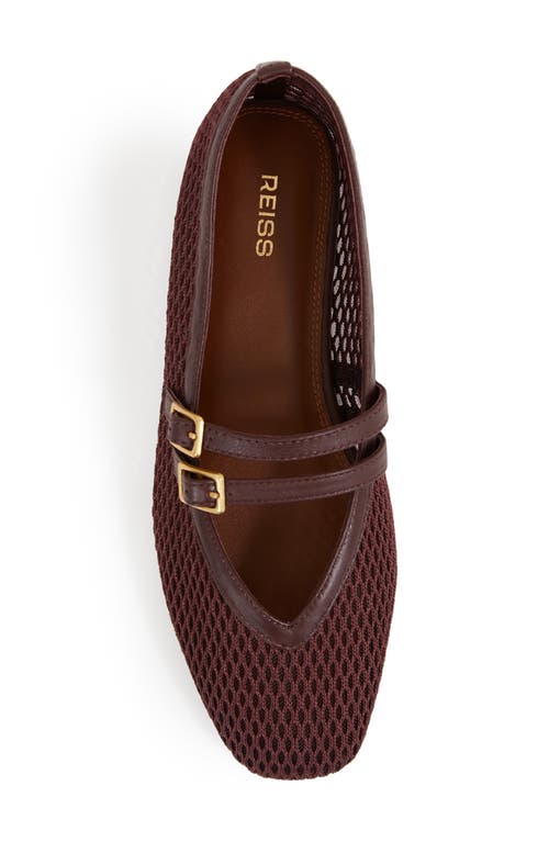 Reiss Oxblood Mesh Double-strap Ballet Flats In Burgundy