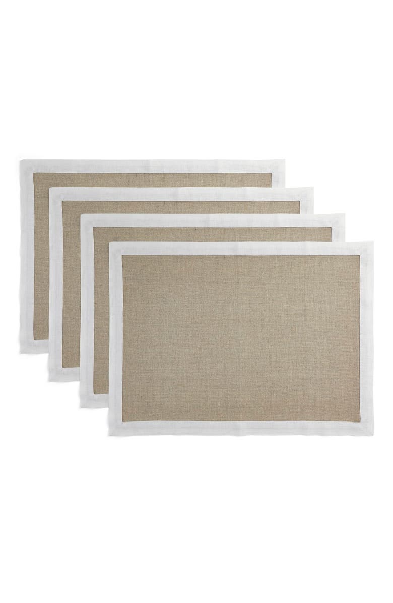 Solino Home Linen Placemats - Classic, 14" x 19" Inch, Main, color, White And Natural