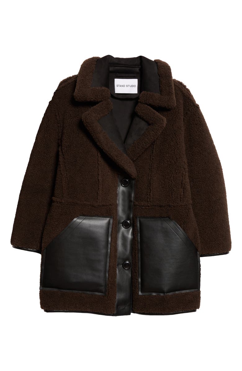 Stand Studio Tory Faux Shearling Jacket with Faux Leather Trim, Alternate, color,