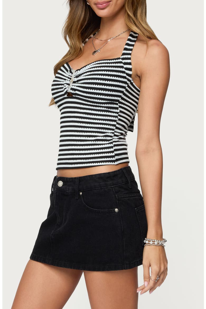 Lovina Textured Stripe Halter Top, Alternate, color, BLACK-AND-WHITE