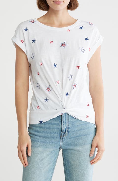 Star Embroidered Twist Front T-Shirt