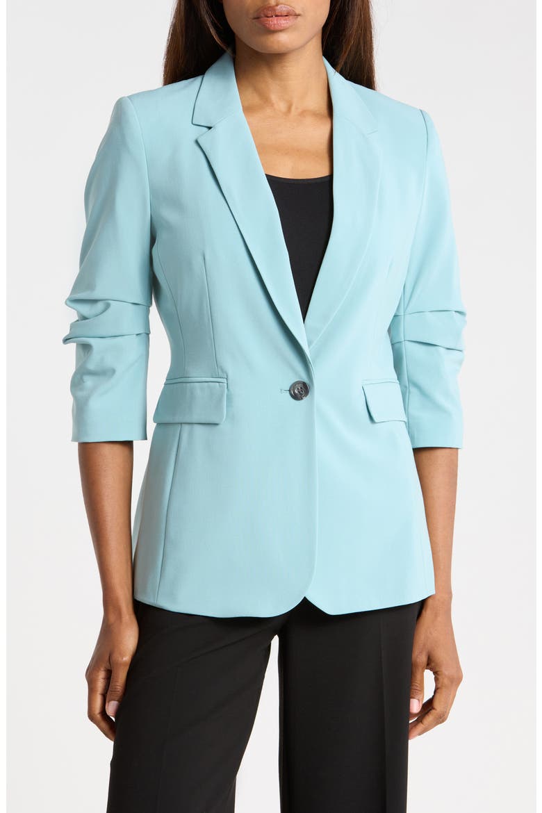 Ruched Sleeve Blazer, Main, color, CAMEO BLUE