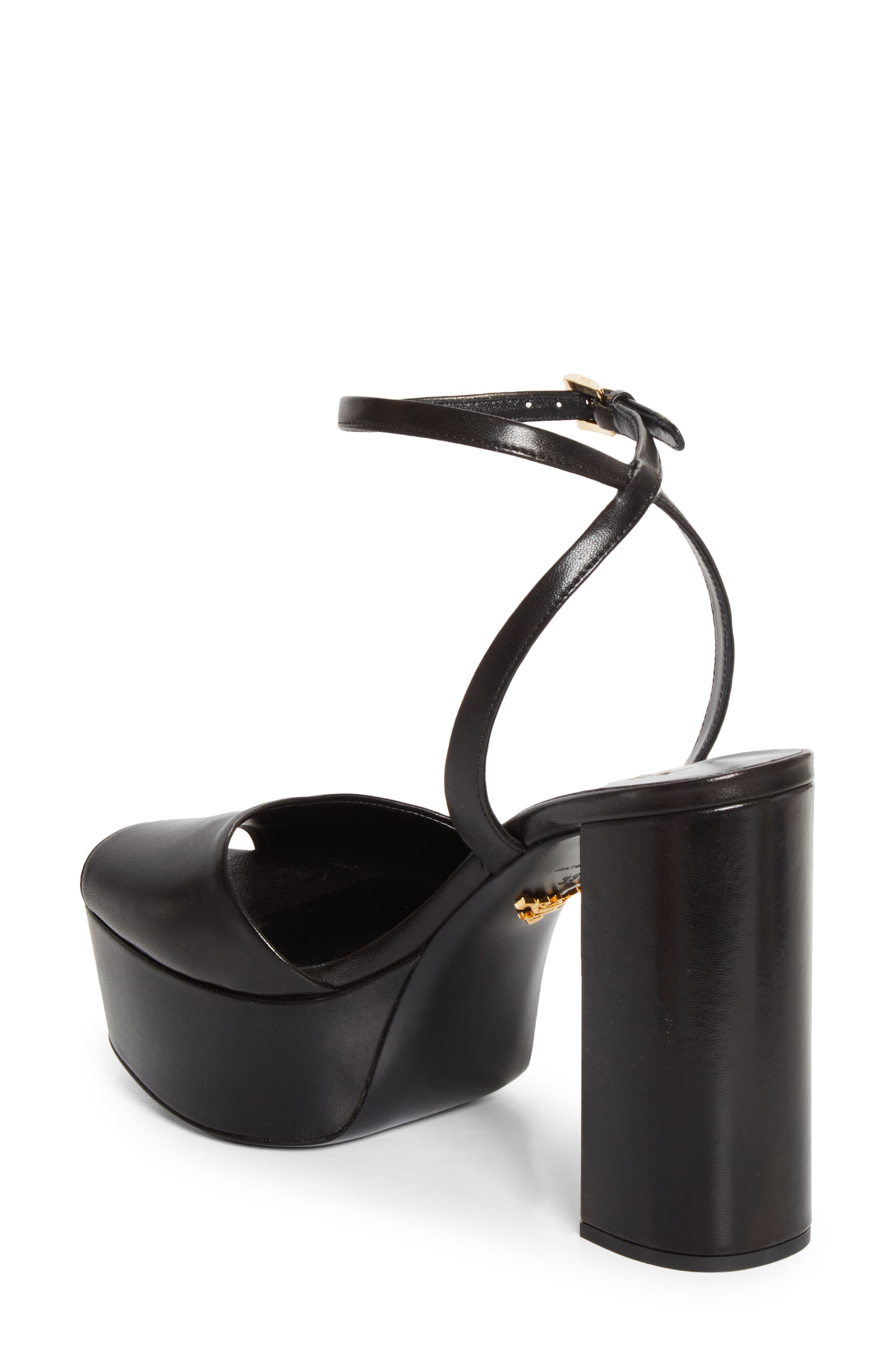 Prada Peep Toe Platform Sandal, Alternate, color, Nero