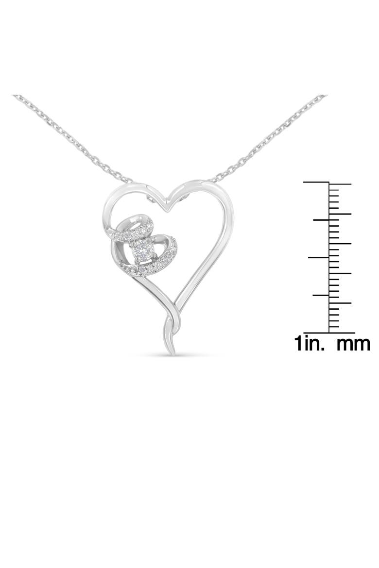 .925 Sterling Silver 1/10 cttw Diamond Heart Pendant Necklace, Alternate, color, White