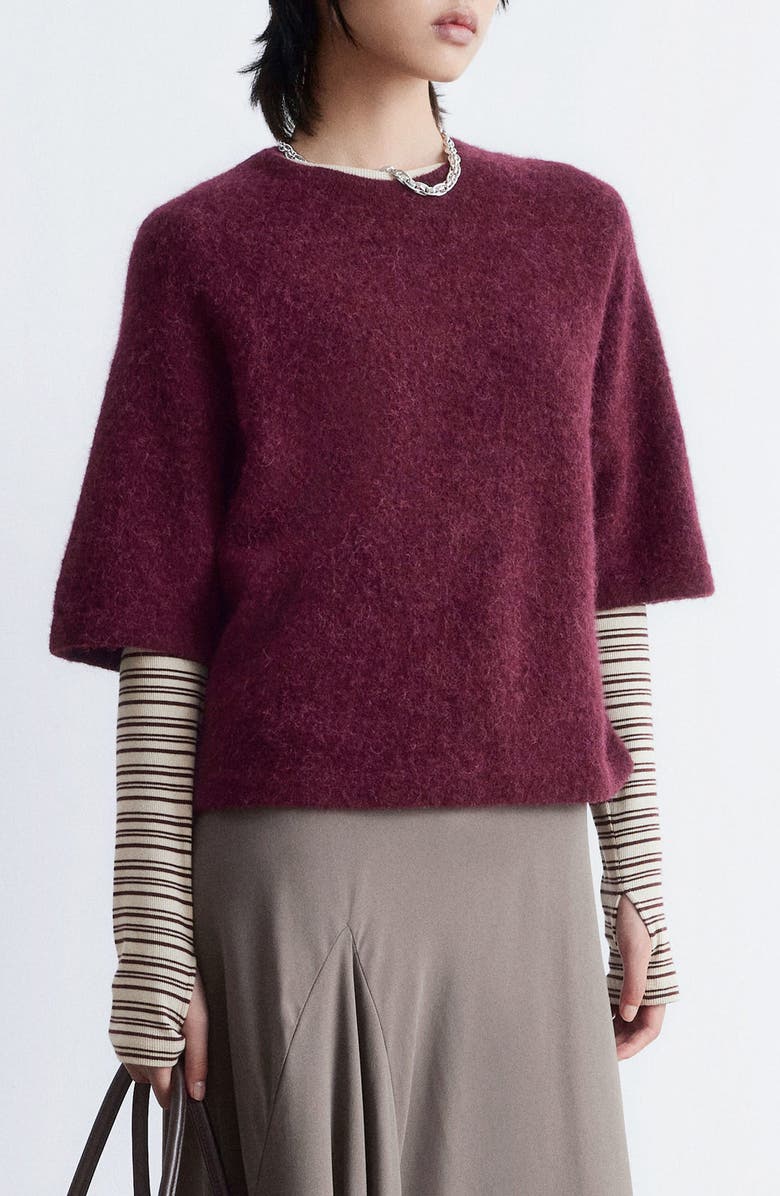 & Other Stories Alpaca & Wool Blend Elbow Sleeve Sweater, Alternate, color, Red Dark