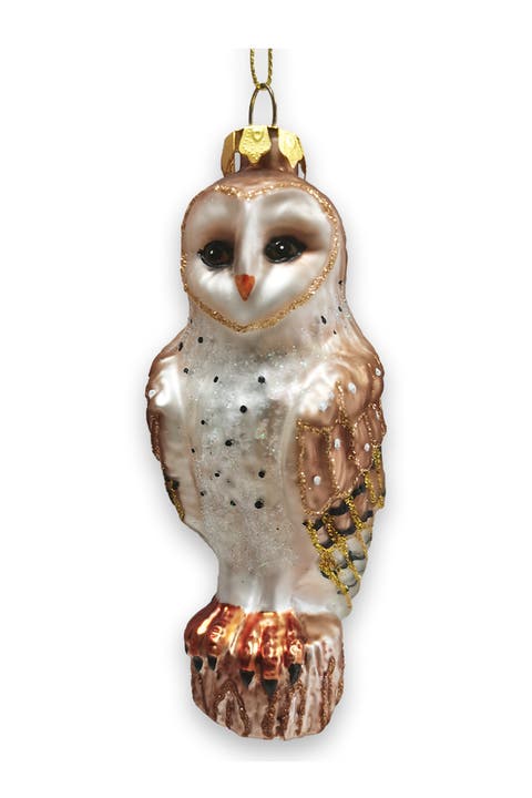 Classic Barn Owl Glass Ornament