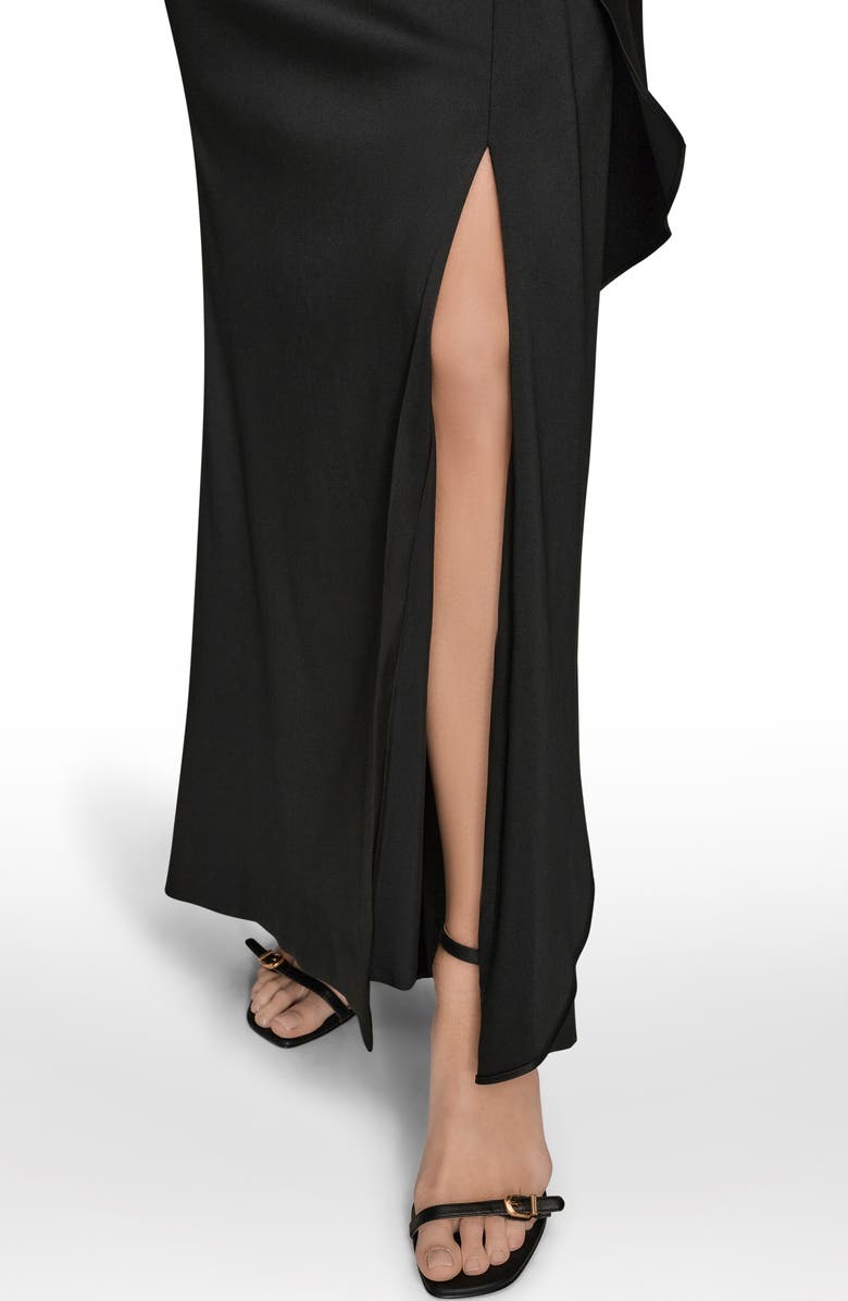 Donna Karan New York Asymmetric Strapless Satin Gown, Alternate, color, Black