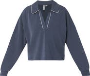 Sweaty Betty Sand Wash Crop Henley Sweatshirt