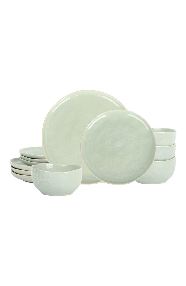 Stone Lain Mirella Stoneware 12-Piece Dinnerware Set, Main, color, Light Green