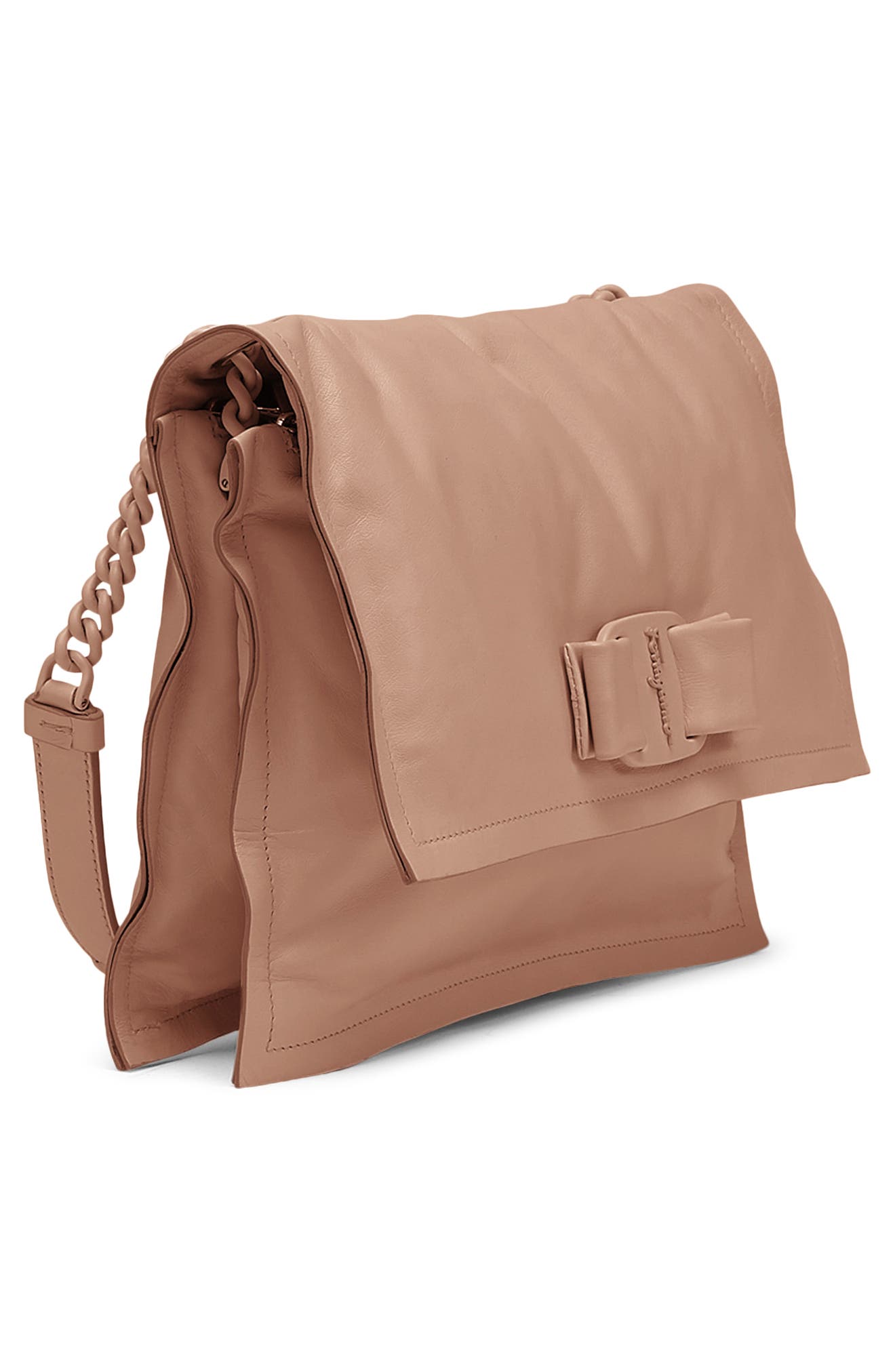 FERRAGAMO Viva Bow Puffy Leather Shoulder Bag, Alternate, color, 