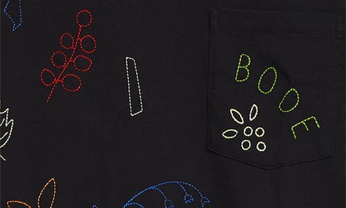 Bode Field Guide Embroidered Cotton-jersey T-shirt In Black