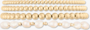 CUFFED BY NANO Baroque Pearl and 14k Gold Filled Bead Four Bracelet Stack