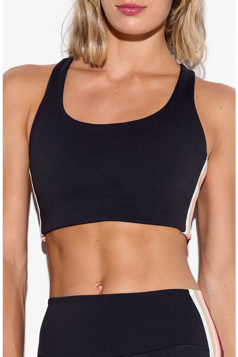 Infinity Longline Sports Bra, Main, color, BLACK/ TERRA COTTA