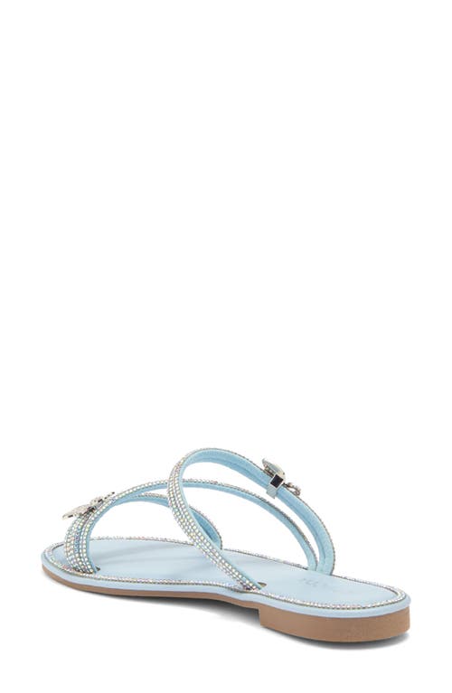 Top Guy Shoes Paz Crystal Butterfly Slide Sandal In Blue Pu