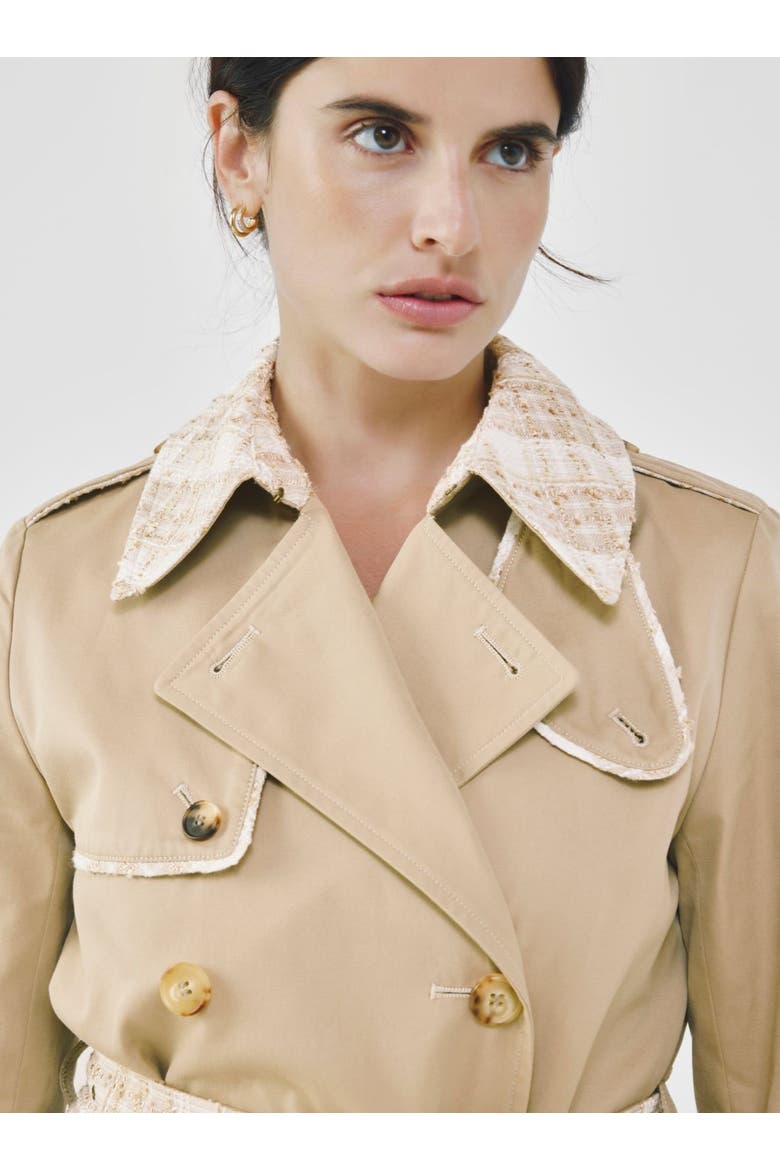 Twill & Tweed Contrast Trench, Alternate, color, Beige