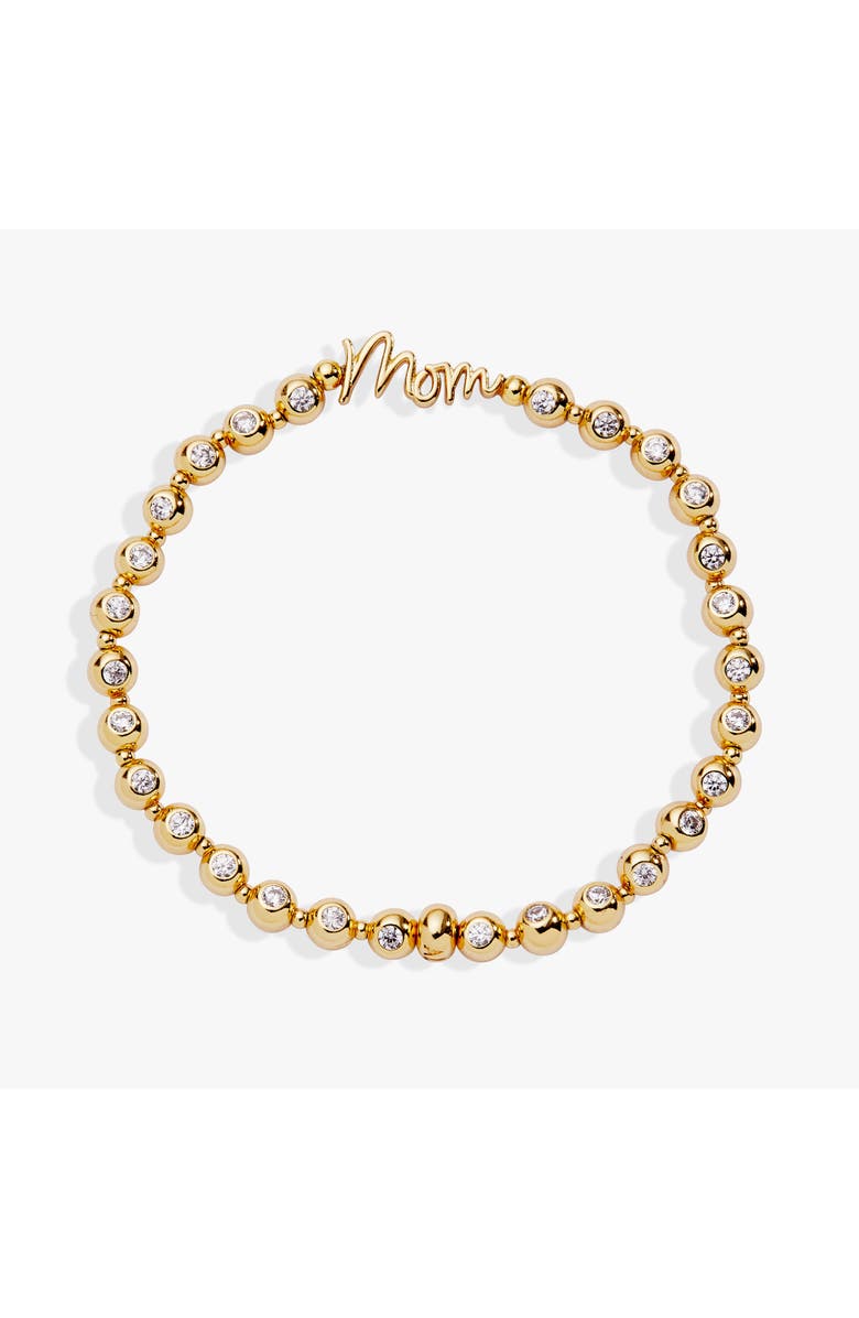 Alex and Ani Mom Elongated Crystal Stretch Bracelet, Main, color, Gold