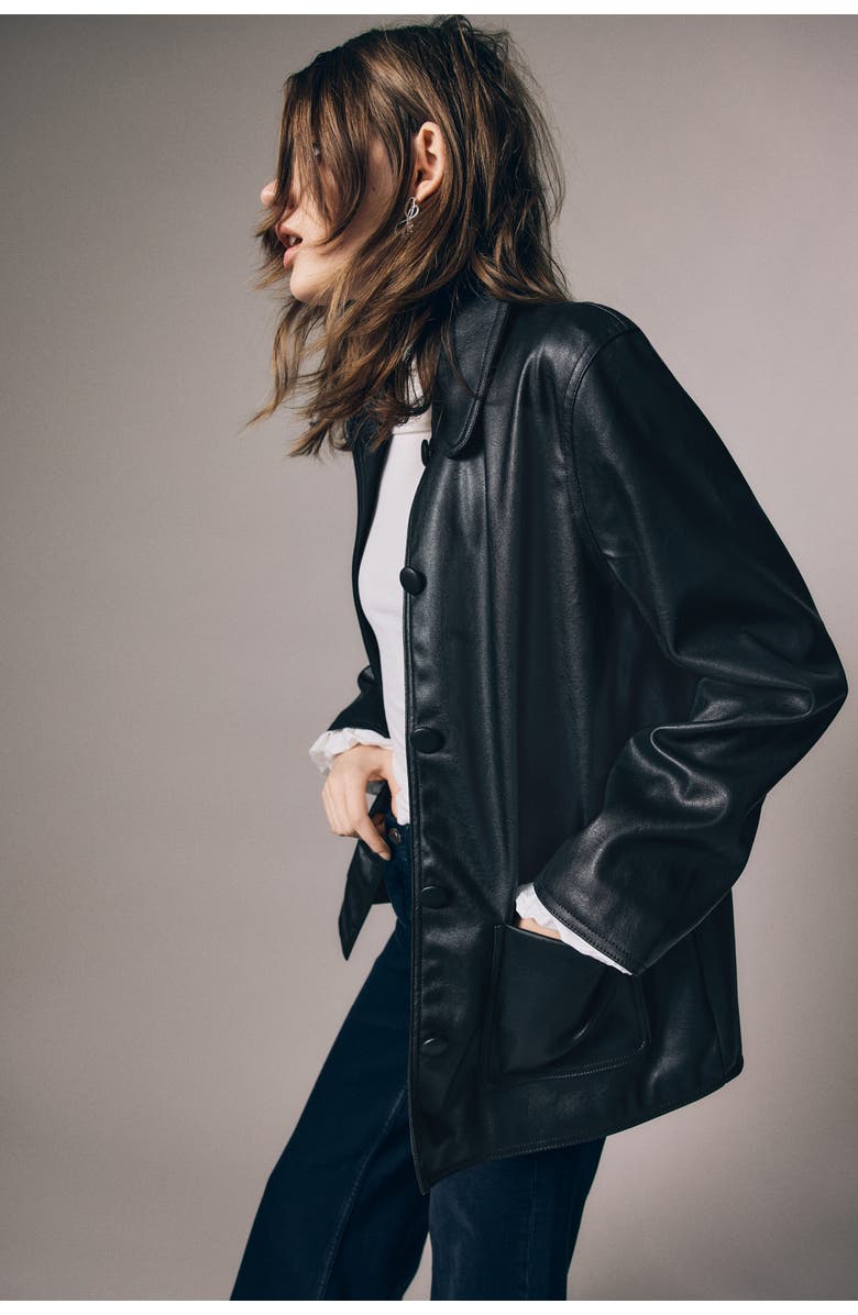 H&M Coated car coat, Main, color, Black