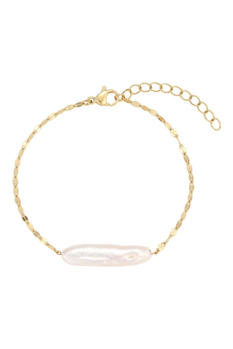 Keshi Freshwater Pearl Chain Bracelet, Main, color, WHITE/ GOLD