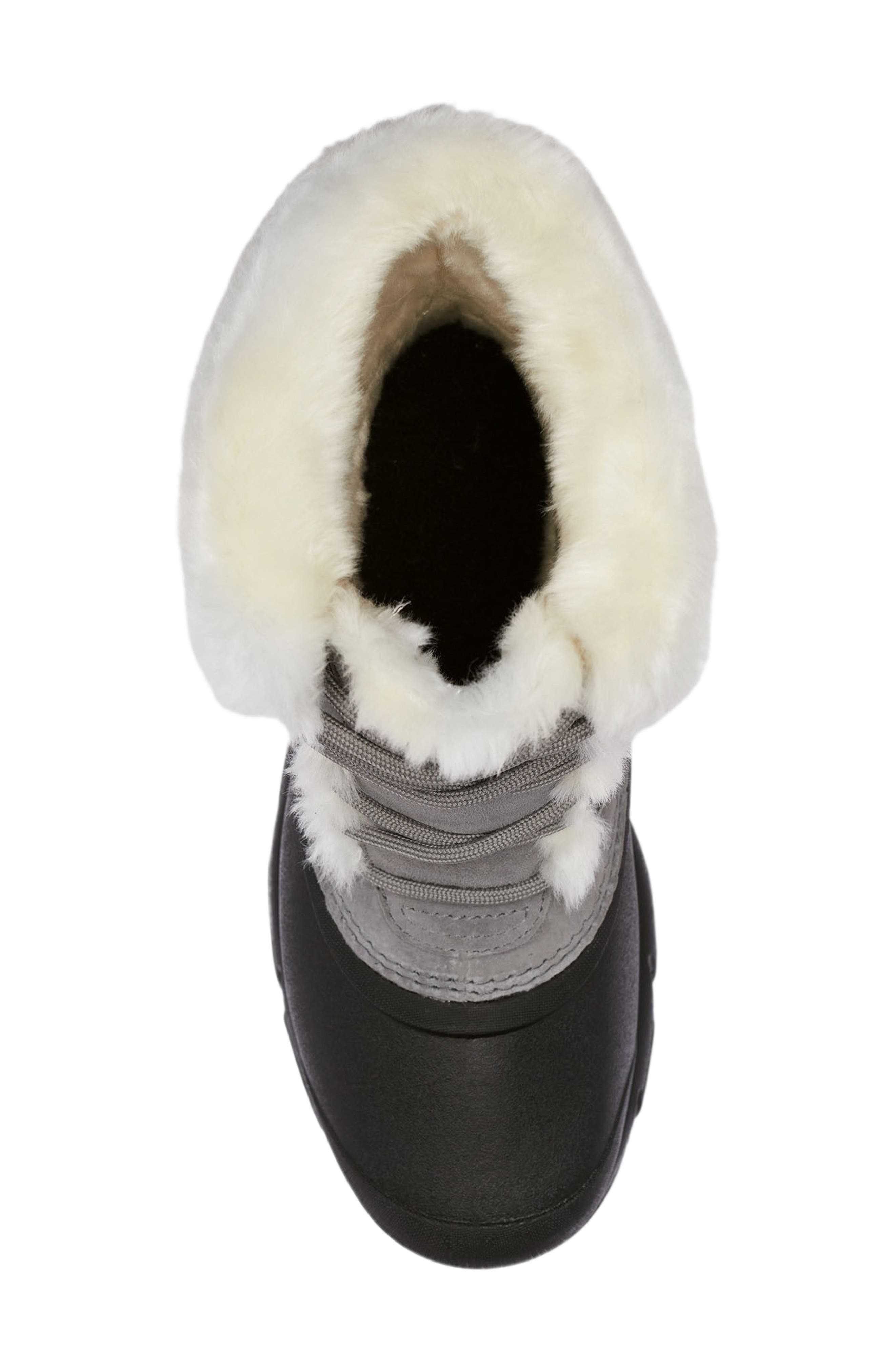 Snow Angel Faux Fur Detail Waterproof Boot, Alternate, color, QUARRY/ BLACK