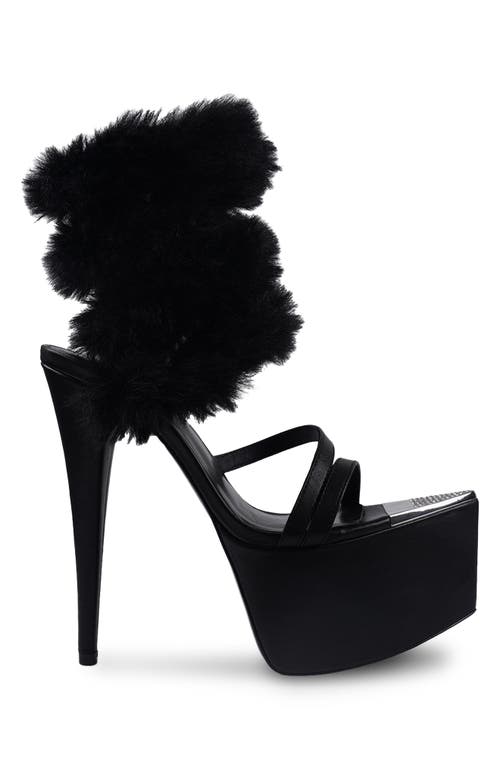 Zigi Zarra Faux Fur Platform Sandal In Black