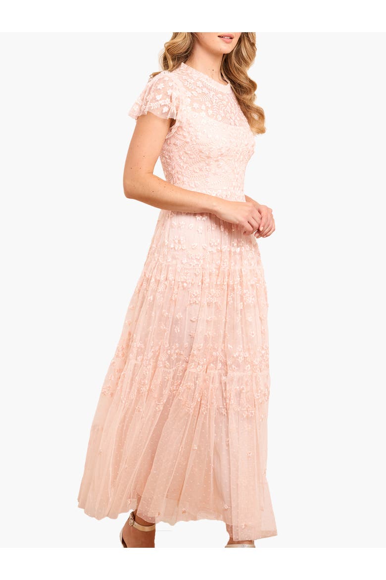 Clover Short Sleeve Ankle Gown, Main, color, Opal