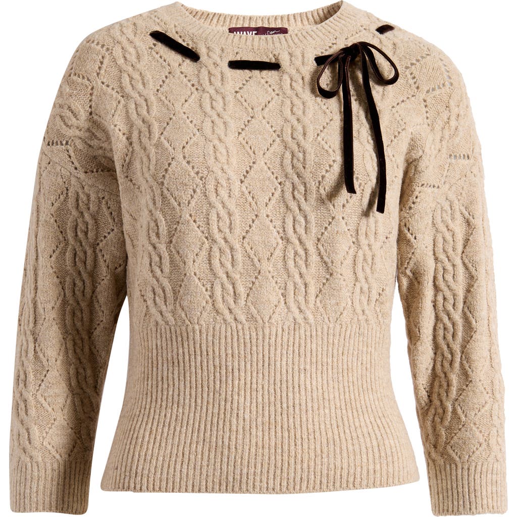 Wayf Miranda Velvet Lace Sweater In Brown