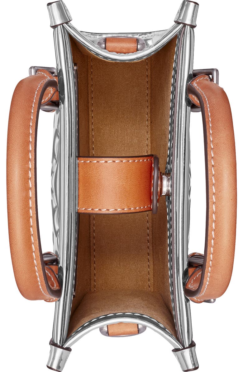 Tory Burch Mini T Monogram Embossed Metallic Tote Bag, Alternate, color,