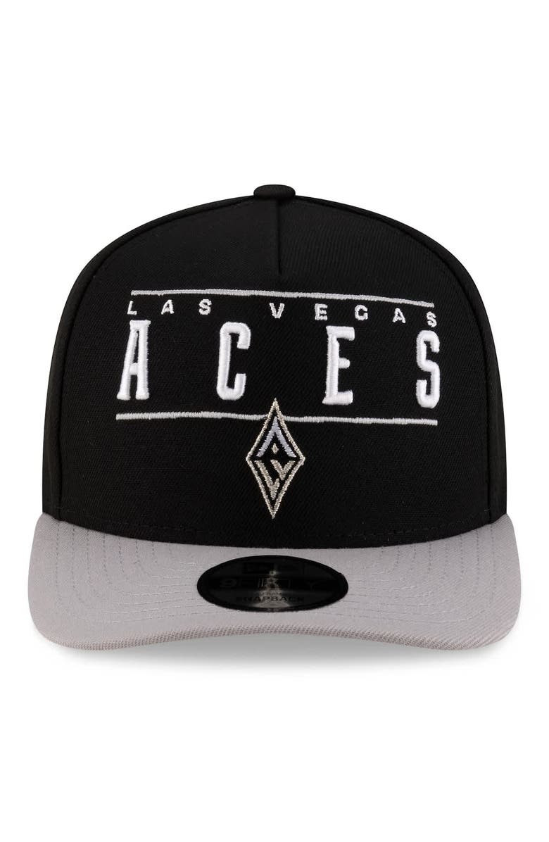 New Era Unisex New Era Black/Silver Las Vegas Aces 2025 WNBA Draft A-Frame 9FIFTY Snapback Hat, Alternate, color, 