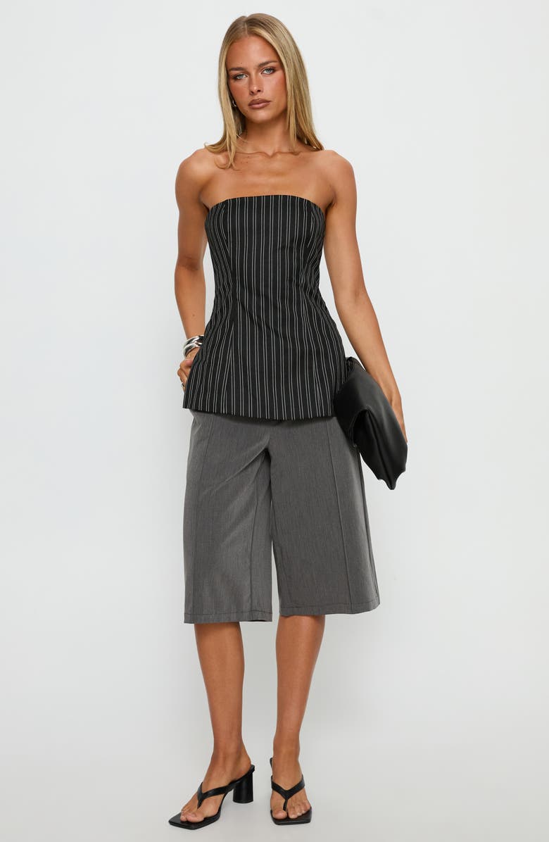 Princess Polly Maralyn Strapless Top, Alternate, color, Black Pinstripe