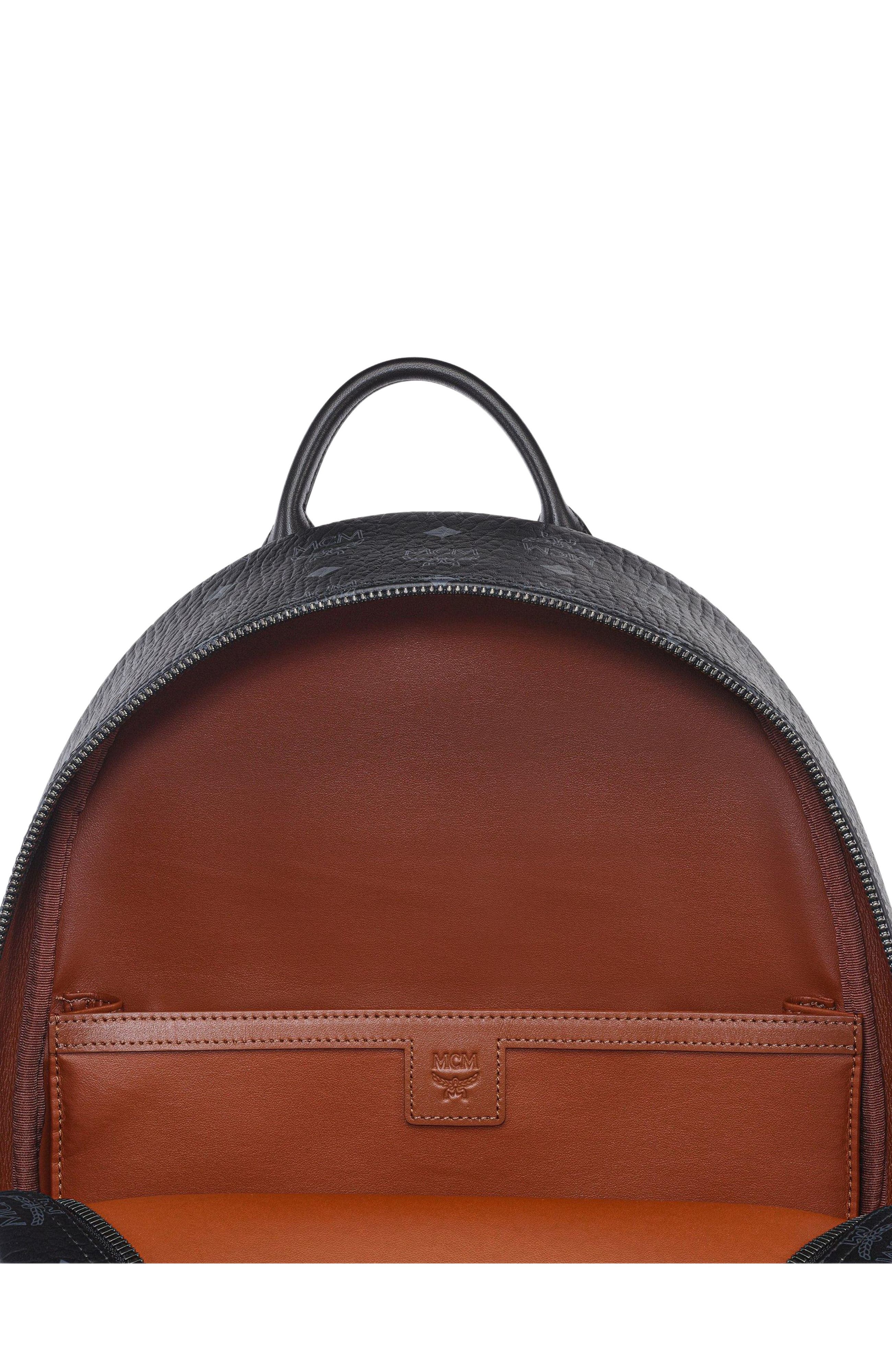 MCM Stark Side Studs Backpack in Visetos, Alternate, color, Black