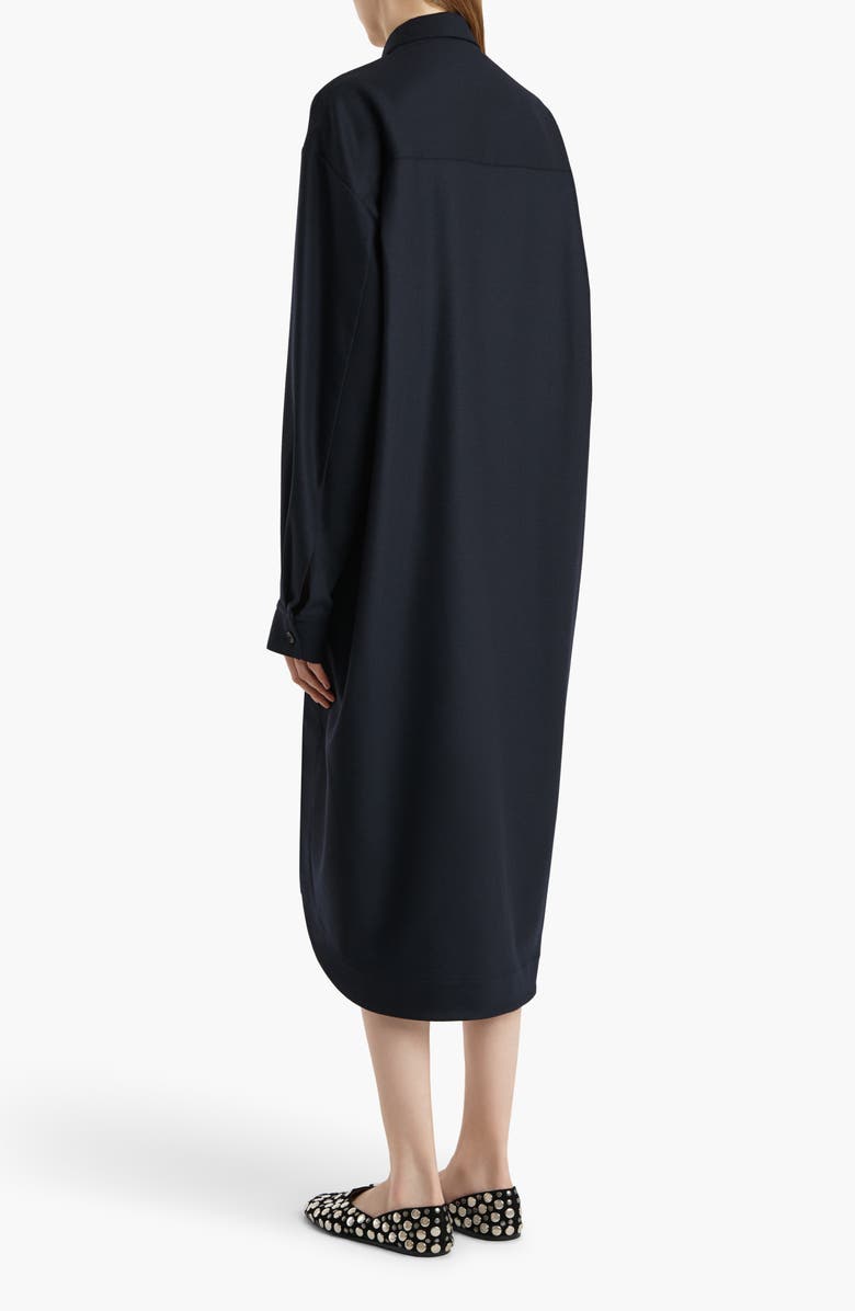 Khaite Gloria Long Sleeve Cotton Poplin Shirtdress, Alternate, color, Dark Navy