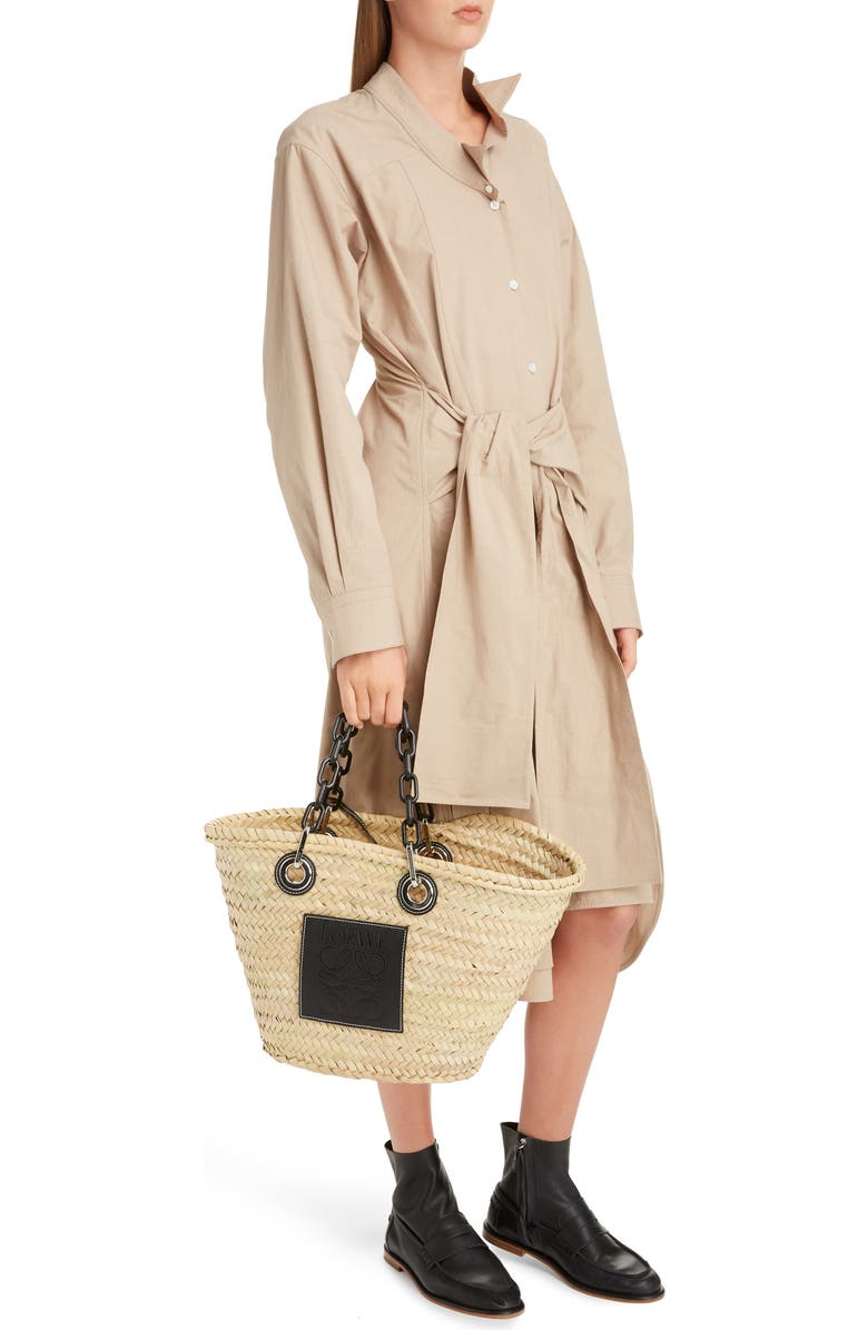 Loewe Chain Handle Woven Palm Market Basket, Alternate, color,