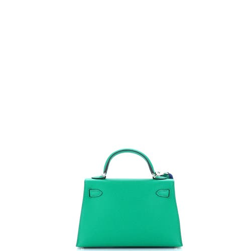 Pre-owned Hermes  Hermes Kelly Mini Ii Amazone Handbag Green Epsom With Palladium Hardware 20