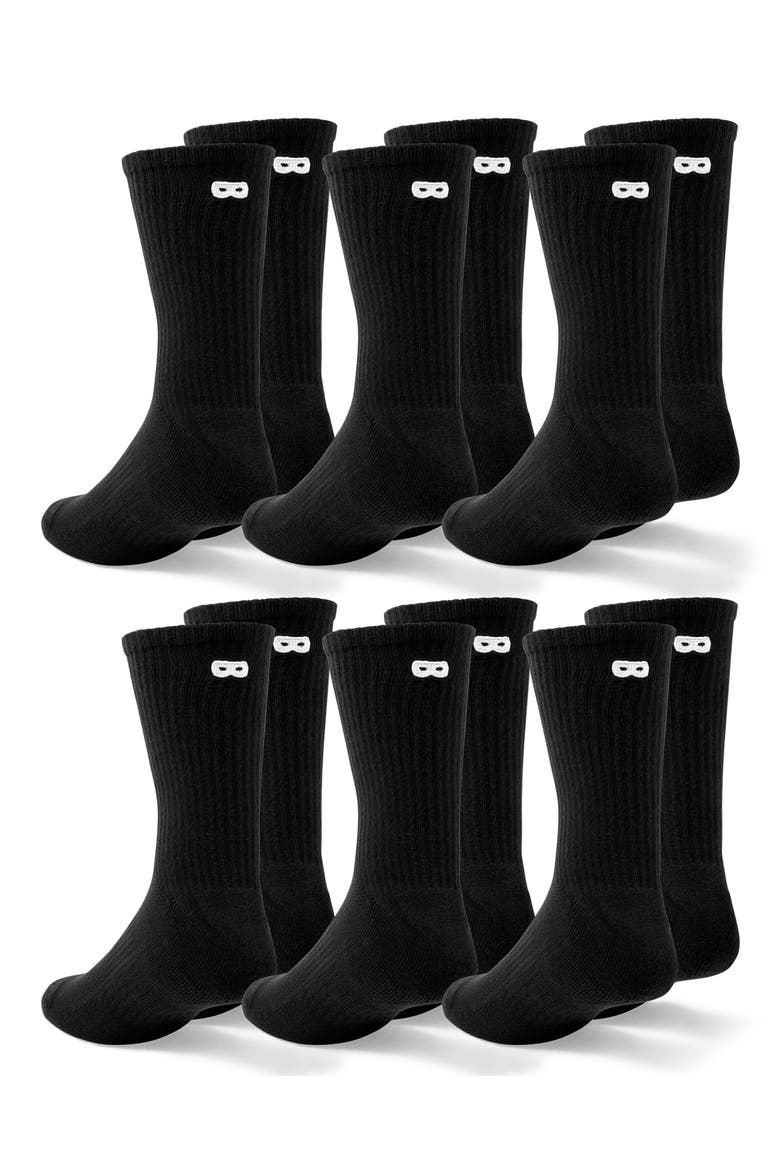 6-Pack Sporty Cushion Crew Cut Socks, Main, color, BLACK