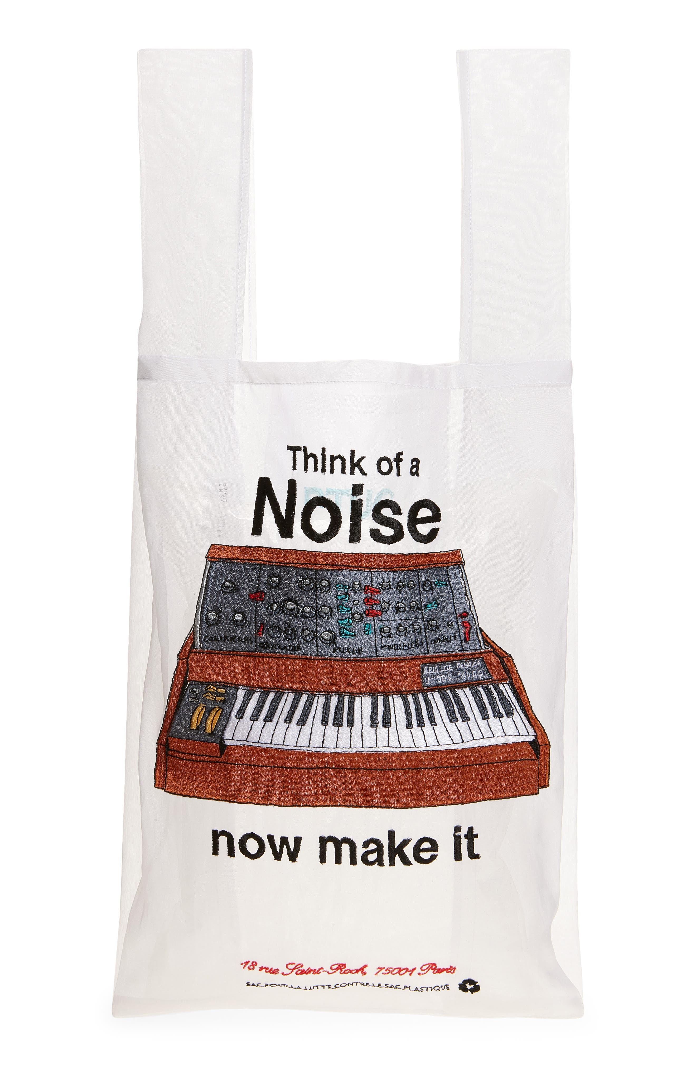 Undercover Embroidered Noise North/South Tote, Main, color, Off White