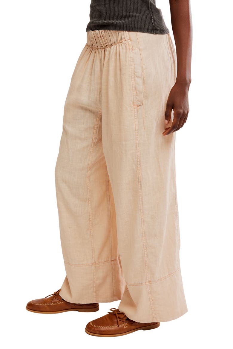 Days End Pull-On Linen Blend Wide Leg Pants, Alternate, color, SAND DOLLAR