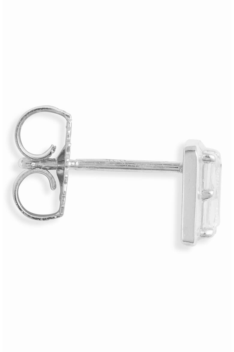 White Topaz Baguette Stud Earrings, Alternate, color, SILVER/ WHITE