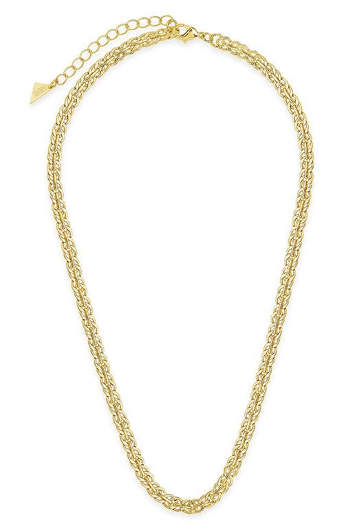 Sterling Forever Hammered Interlocking Curb Chain Necklace In Gold