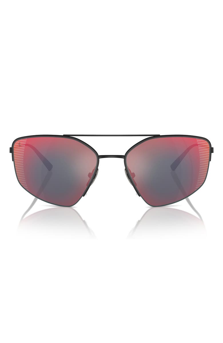 Scuderia Ferrari 63mm Oversize Irregular Sunglasses, Main, color, Matte Black / Mirror Red
