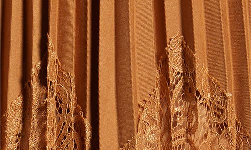 Nikki Lund Sigrid Mixed Media Pleated Skirt In Brown