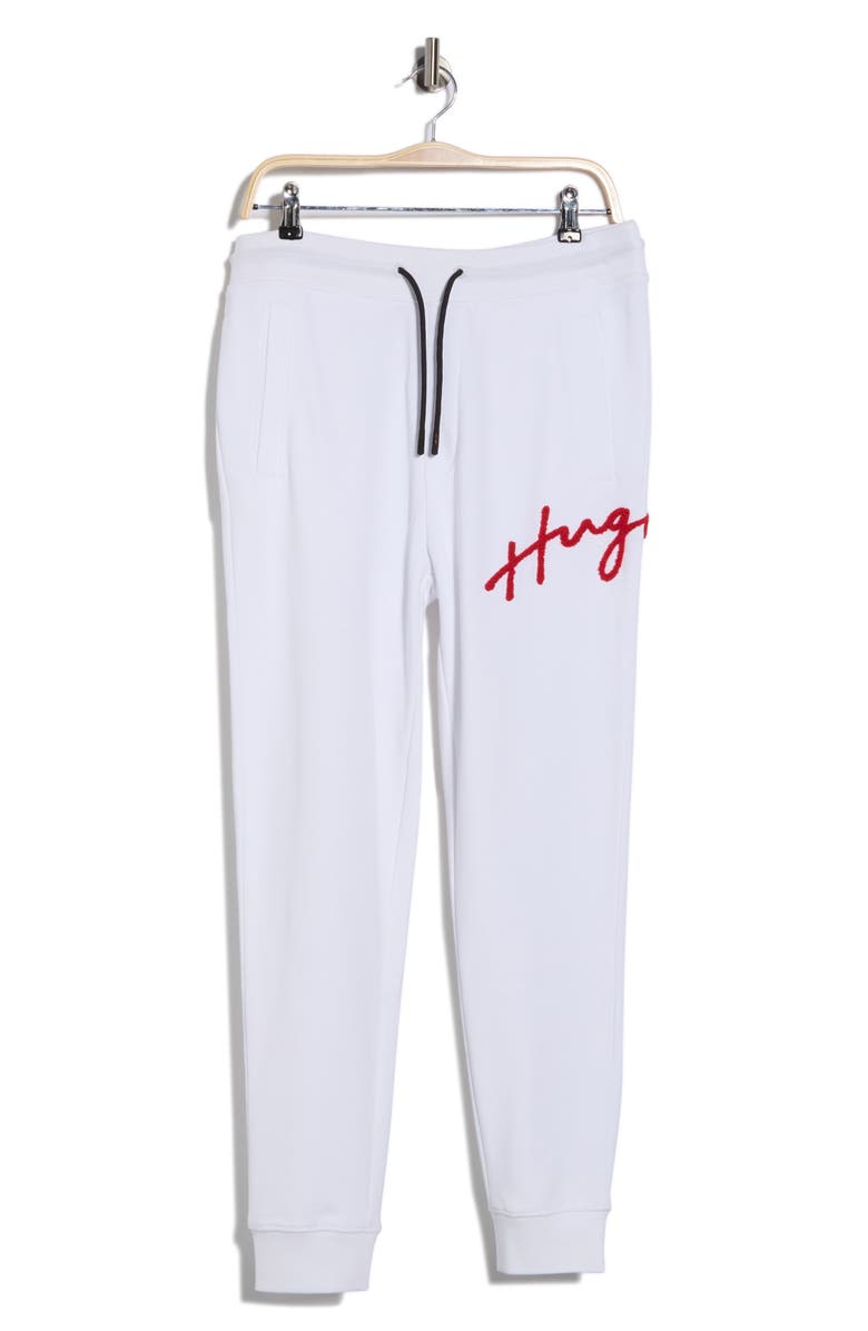 HUGO Drog Logo Cotton Pants, Alternate, color, White